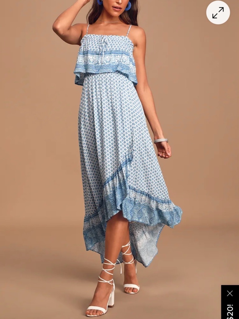 Lulu's Light Blue Printed High-Low Maxi Dress